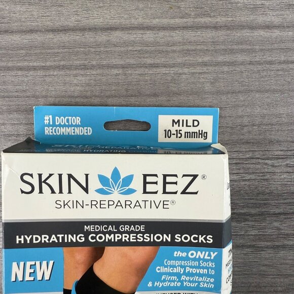 Skineez Medical Grade Hydrating Compression Socks Black Mild 10-15 mmHg  L/XL - Picture 2 of 4